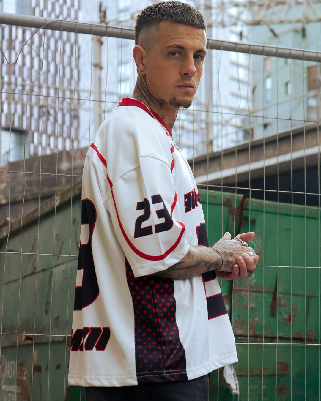Sterick Starborn: Oversized Red & White All-Star Streetwear Jersey