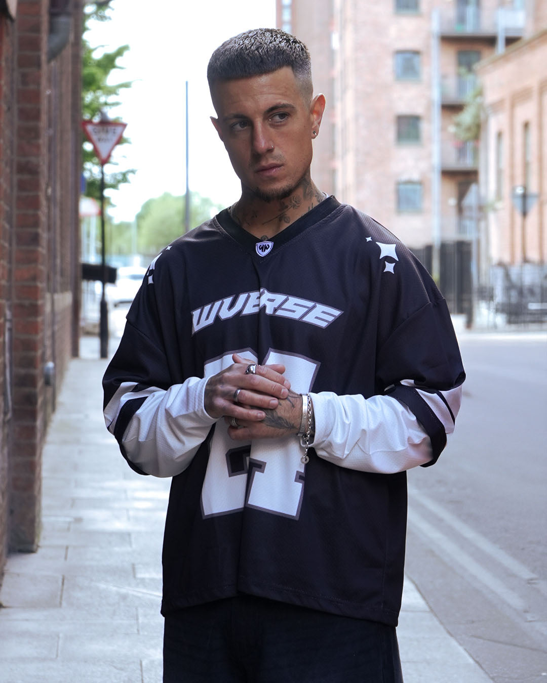 Sterick NOIR: Black & White Oversized Streetwear Jersey