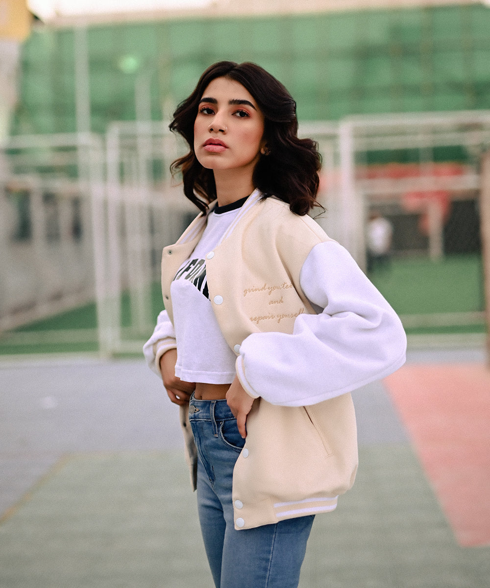 The Wild Beige Sterick Jacket | Varsity Jacket | Women | Sterick Wardrobe