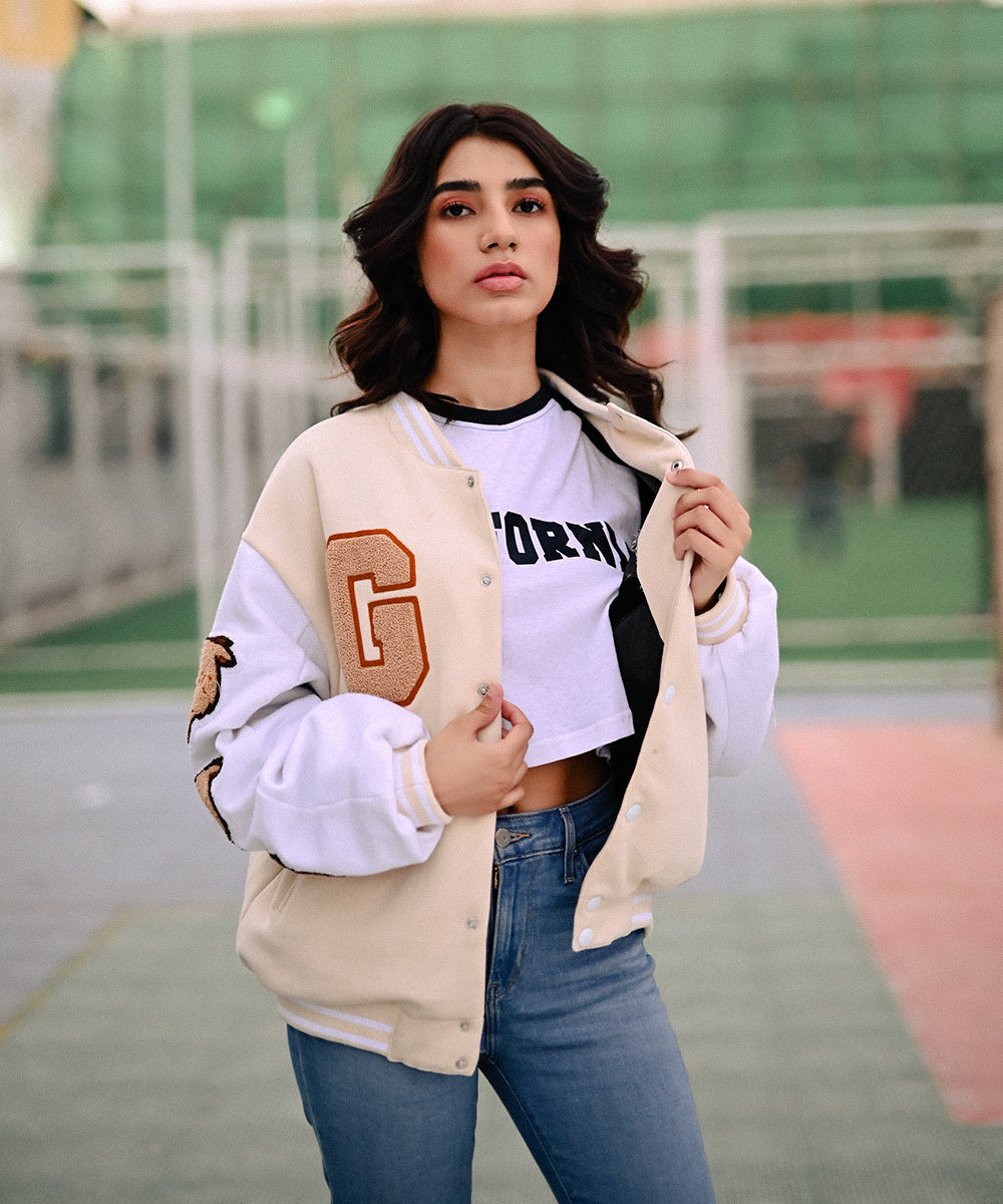 The Wild Beige Sterick Jacket | Varsity Jacket | Women | Sterick Wardrobe