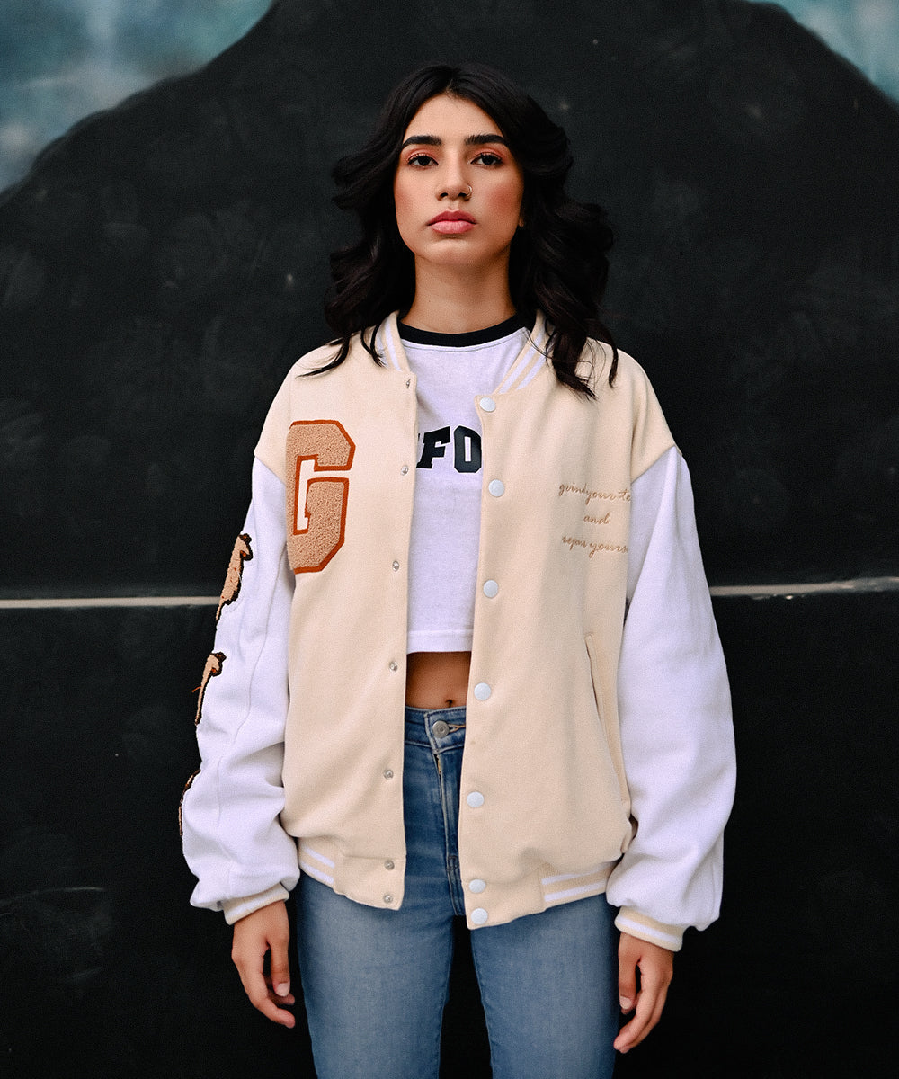 The Wild Beige Sterick Jacket | Varsity Jacket | Women | Sterick Wardrobe