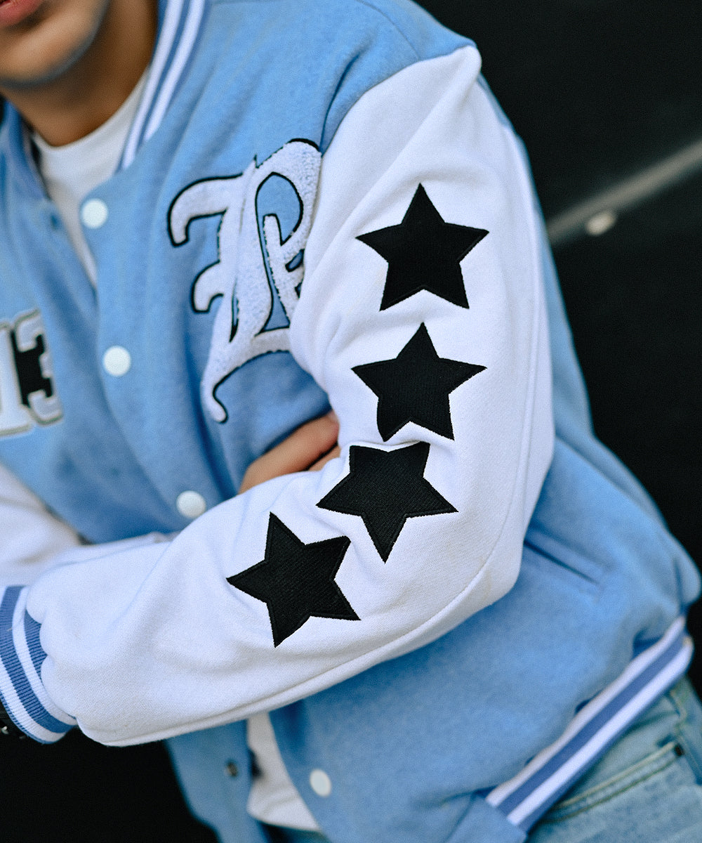 LA Sky Blue Letterman Jacket | Varsity Jackets | Sterick Wardrobe | Unisex