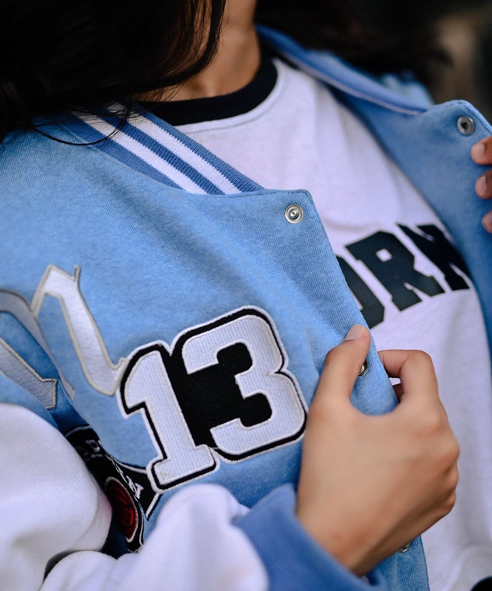 LA Sky Blue Letterman Jacket | Varsity Jackets | Sterick Wardrobe | Unisex