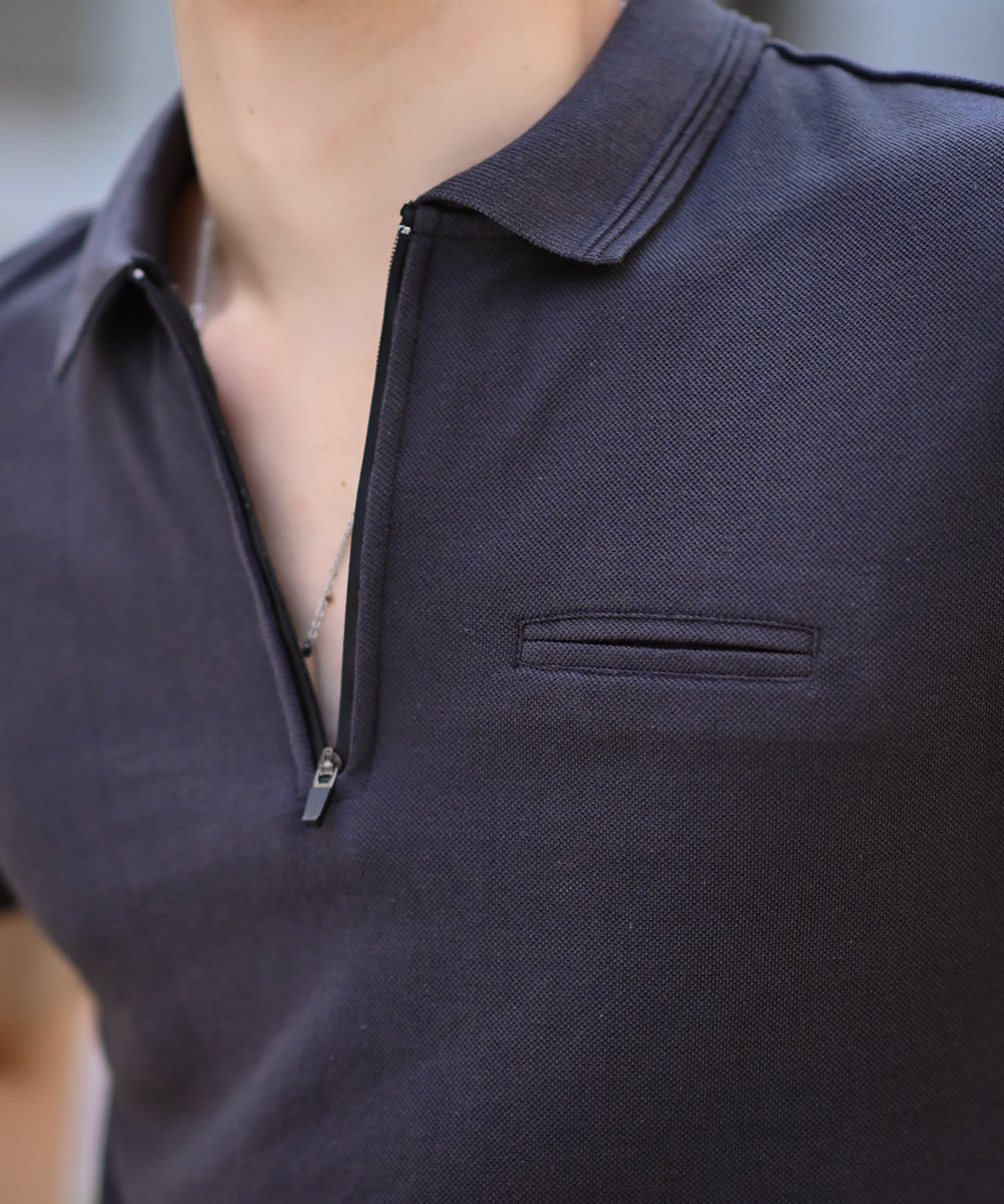 Sleek Silver Sterick Men Grey Polo Effortless Style with Bone Pocket