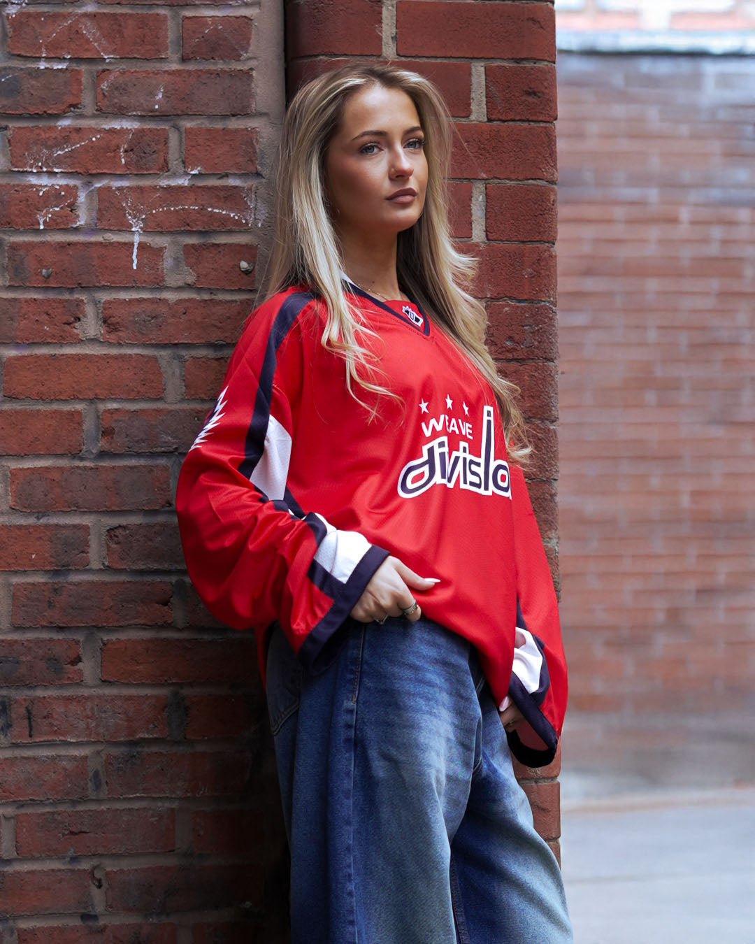 Sterick- The Division: Oversized Red & Navy Varsity Streetwear Jersey