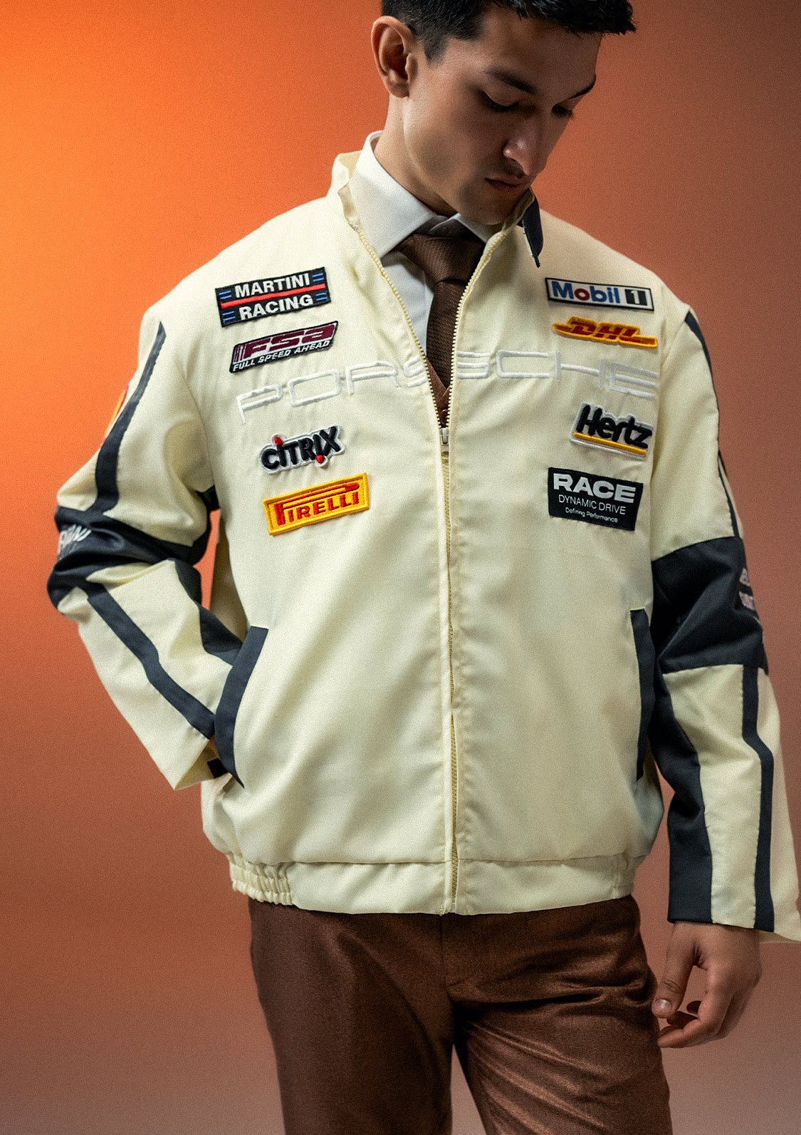 Sterick Unisex Apex Racer Beige & Grey Racer Jacket