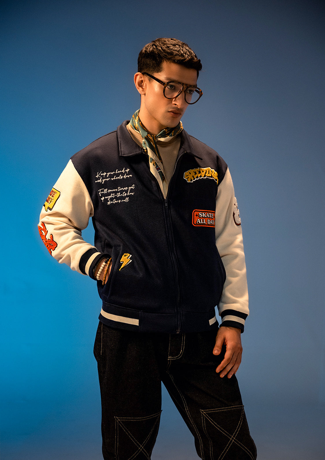 Unisex Sterick Force Navy Blue Varsity Jacket