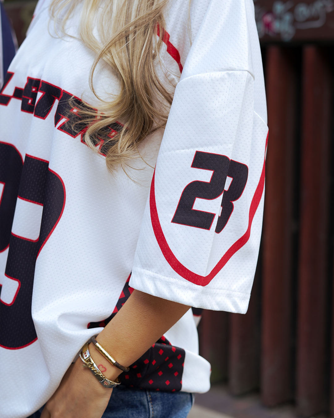 Sterick Starborn: Oversized Red & White All-Star Streetwear Jersey