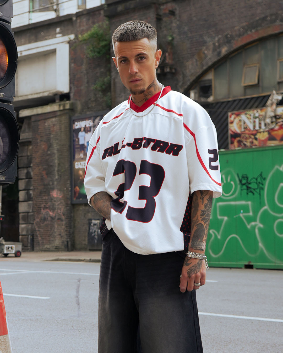 Sterick Starborn: Oversized Red & White All-Star Streetwear Jersey
