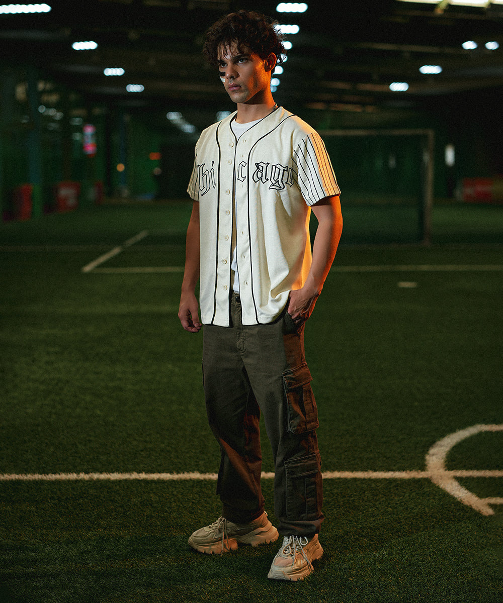 UNISEX Urban Stripe  Sterick Chicago (Off- White) Baseball Jersey